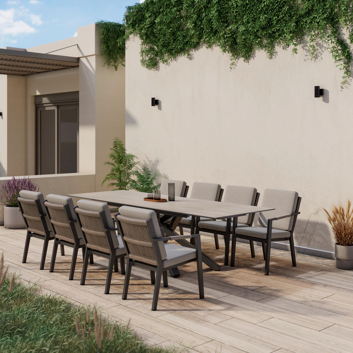 STAPELSESSEL in Metall, Kunststoff, Textil Anthrazit, Grau, Hellgrau  - Anthrazit/Hellgrau, Design, Kunststoff/Textil (56/82/70cm) - Amatio