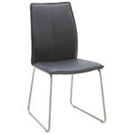 STUHL  in Edelstahl Echtleder pigmentiert Metall, Leder  - Edelstahlfarben/Schwarz, Design, Leder/Metall (46/93/57cm) - Dieter Knoll