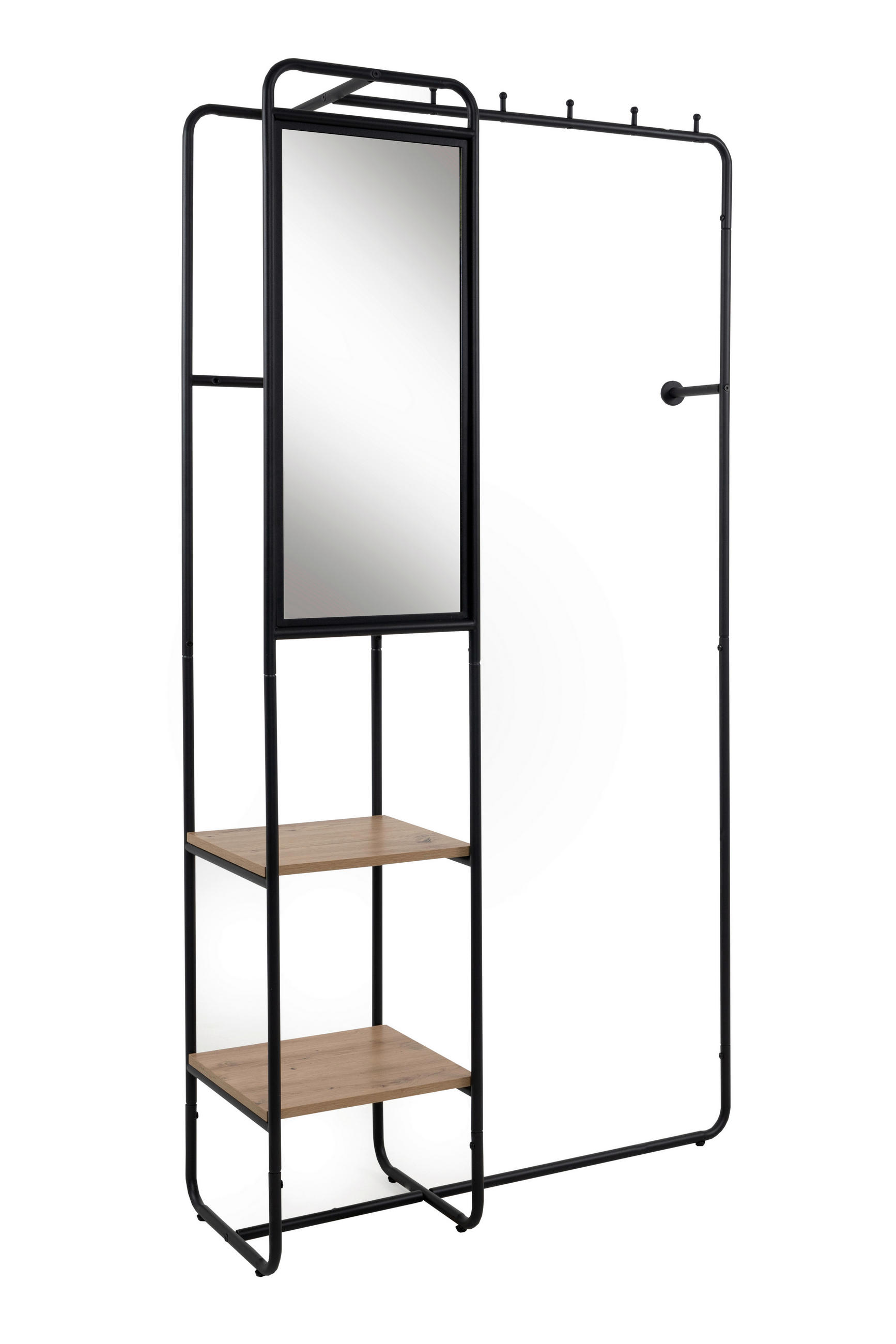 Garderobenset Luton Metall Schwarz/Eiche Dekor