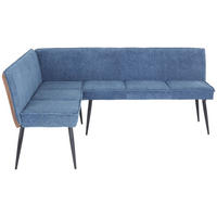 ECKBANK in Metall, Textil Braun, Blau  - Blau/Schwarz, Modern, Textil/Metall (154/194cm) - MID.YOU
