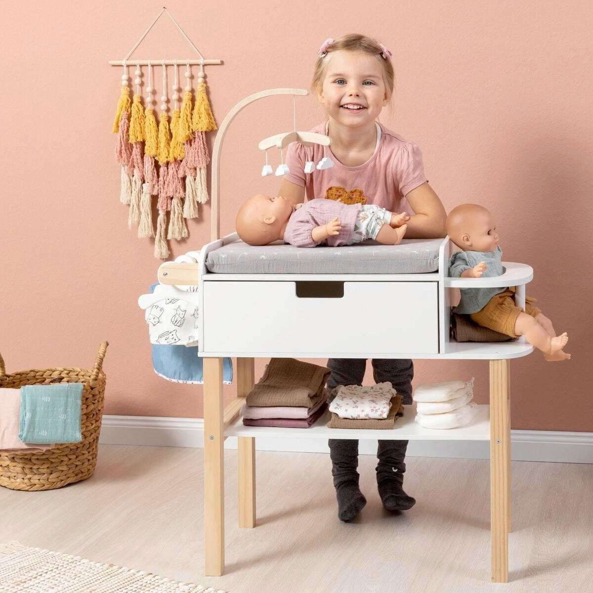 PUPPENWICKELKOMMODE VIOLA  - Naturfarben/Weiß, Basics, Holz/Holzwerkstoff (71/30/90cm) - MUSTERKIND