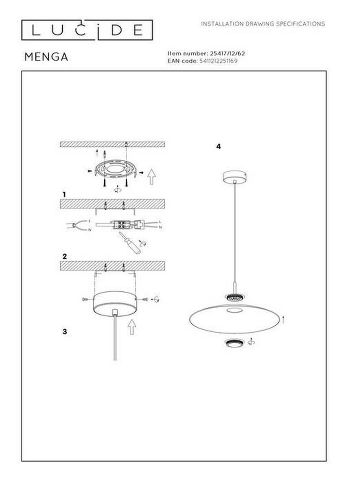 LED-HÄNGELEUCHTE 60/60/150 cm  - KONVENTIONELL (60/60/150cm) - Lucide