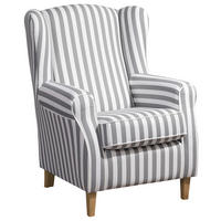 OHRENSESSEL in Flachgewebe Weiss, Hellbraun  - Hellbraun/Weiss, Konventionell, Holz/Textil (77/103/86cm) - Max Winzer