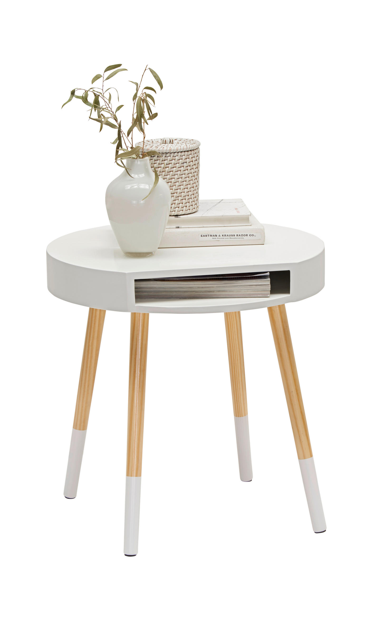 POMOĆNI STOČIĆ   - boja borovine/bela, Dizajnerski, drvo/pločasti materijal (46/47cm) - Carryhome