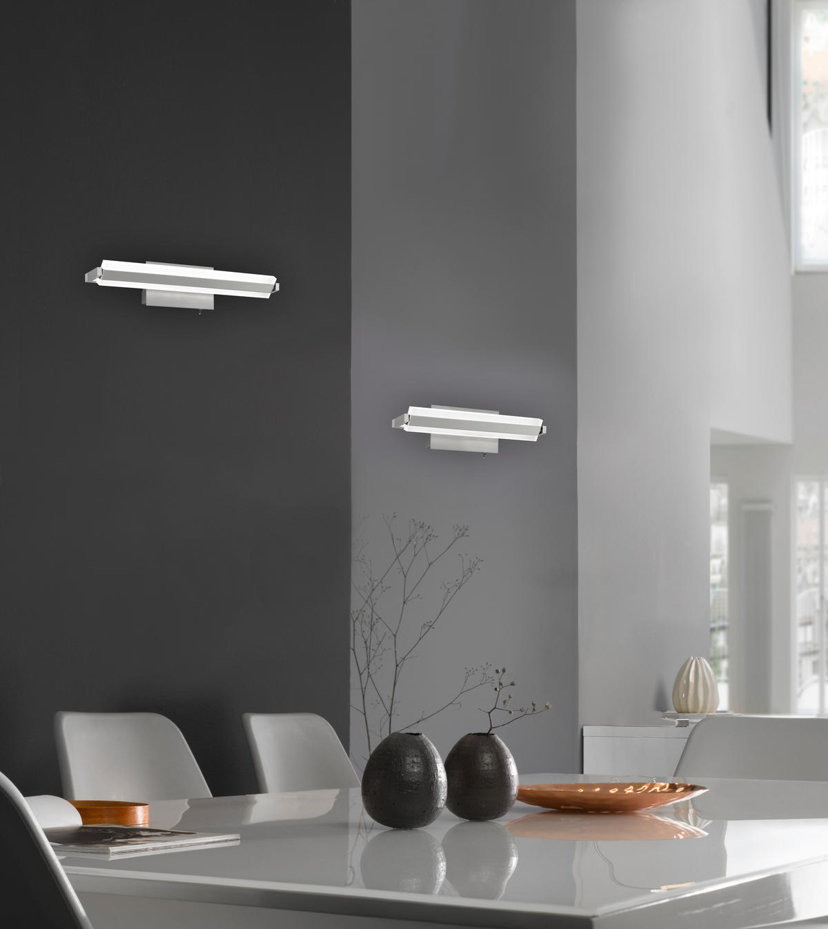 LED-WANDLEUCHTE   - Nickelfarben, Design, Kunststoff/Metall (8/35/12cm) - Fischer & Honsel