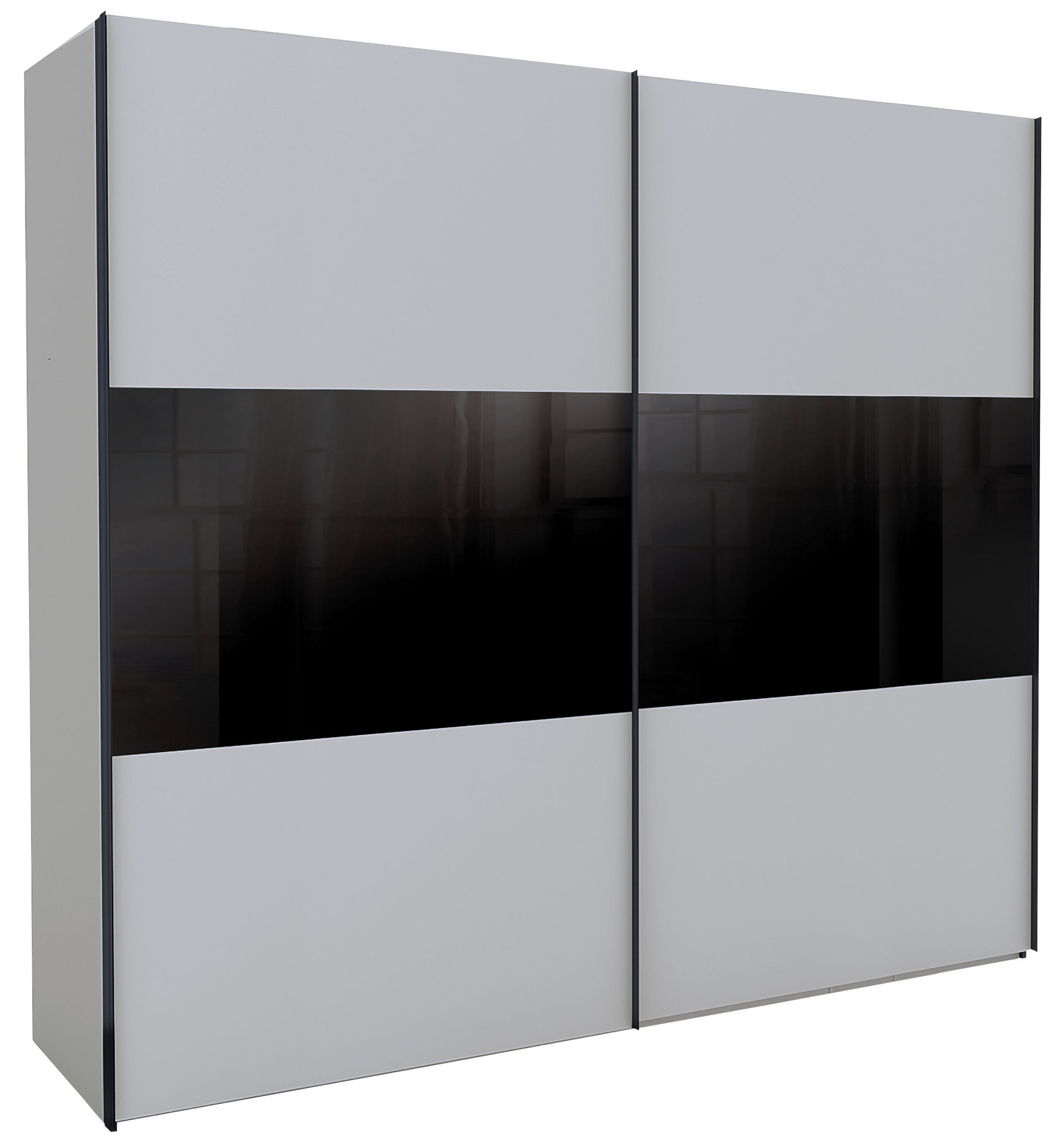SCHWEBETÜRENSCHRANK 250/216/68 cm 2-türig - Dunkelgrau/Schwarz, KONVENTIONELL, Glas/Holzwerkstoff (250/216/68cm) - Hom`in