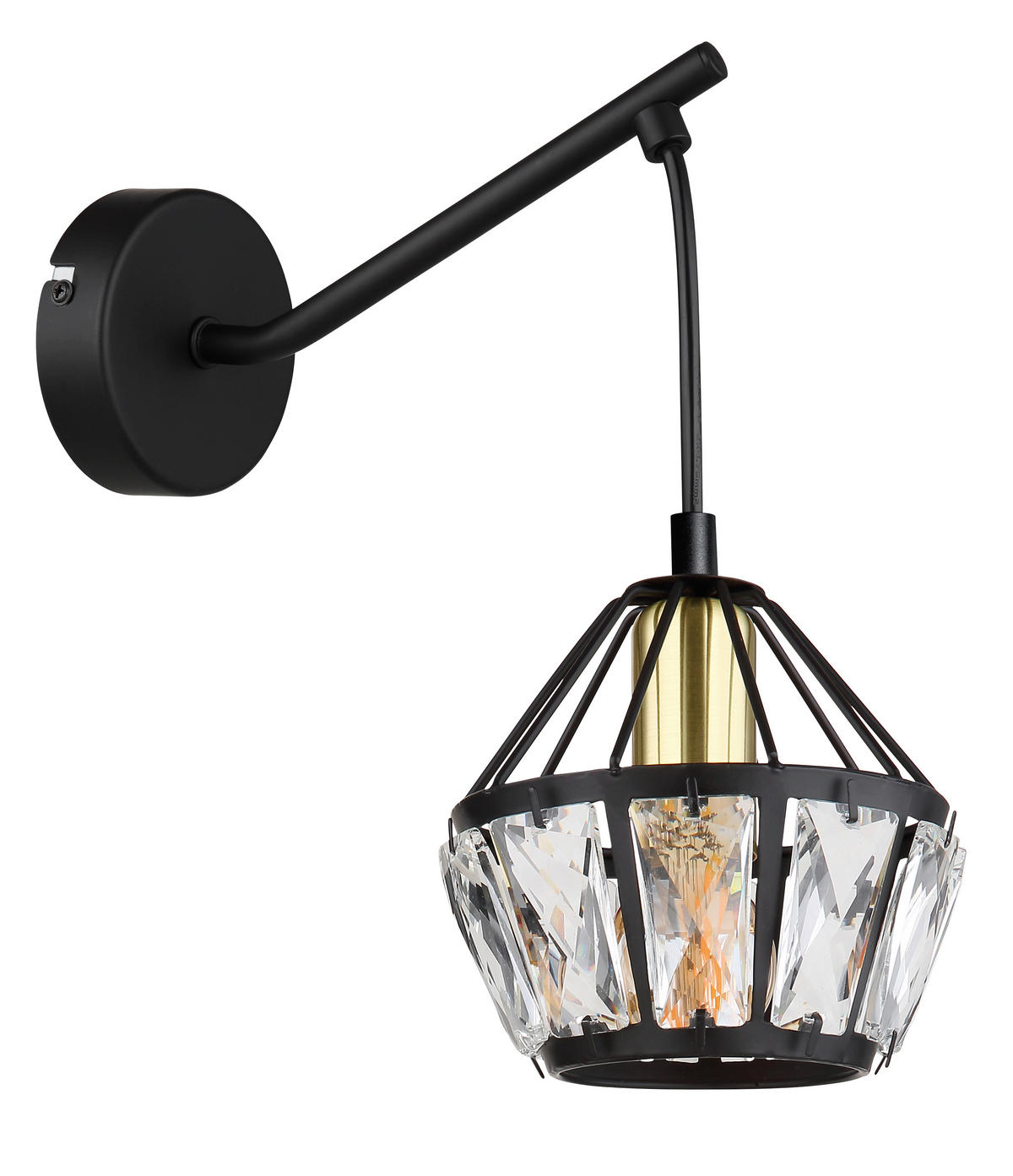 WANDLEUCHTE 12,5/23/25 cm   - Klar/Messingfarben, Basics, Glas/Kunststoff (12,5/23/25cm) - Globo