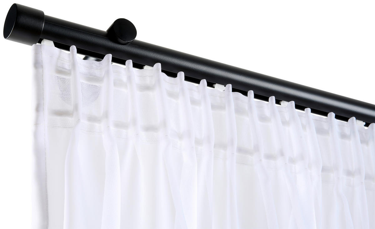 VORHANGSTANGENSET 120 cm  - Schwarz, Basics, Metall (120cm) - Homeware