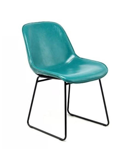 STUHL-SET 2 Stück  in Lederlook Metall, Leder  - Blau/Petrol, MODERN, Leder/Metall (49,5/81/64,5cm) - Kayoom