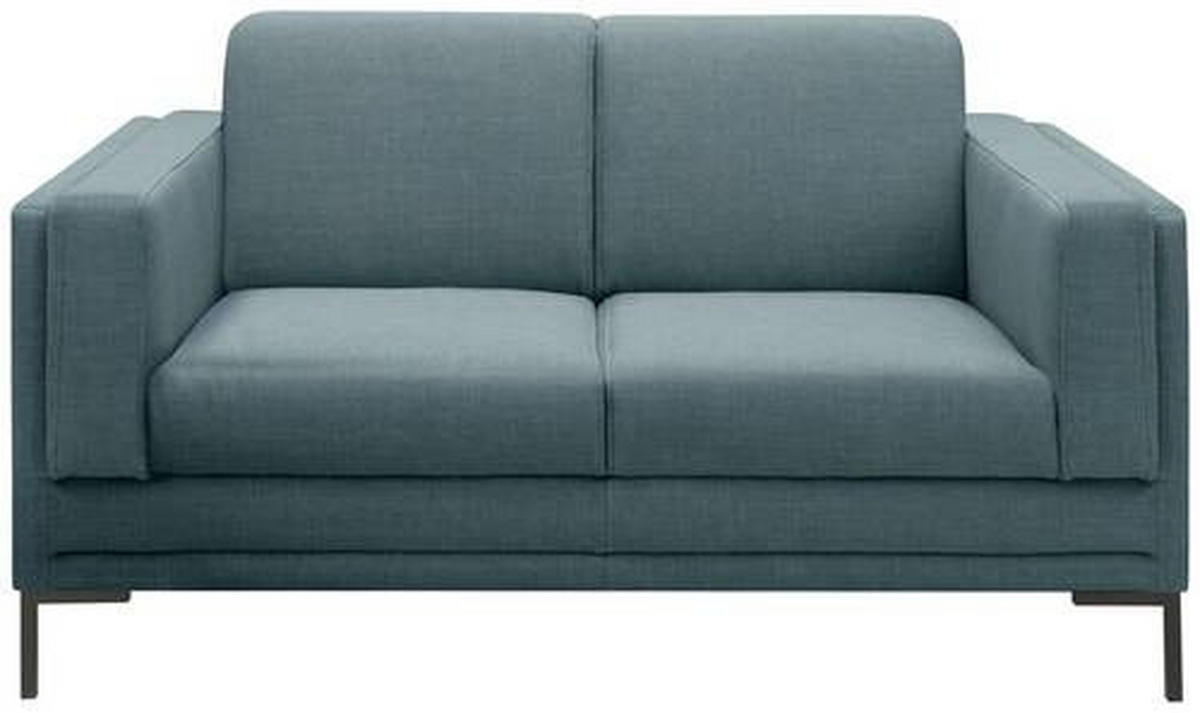 2-SITZER-SOFA Webstoff Petrol  - Silberfarben/Petrol, Design, Textil/Metall (155/82/90cm) - LOOKS by W.Joop