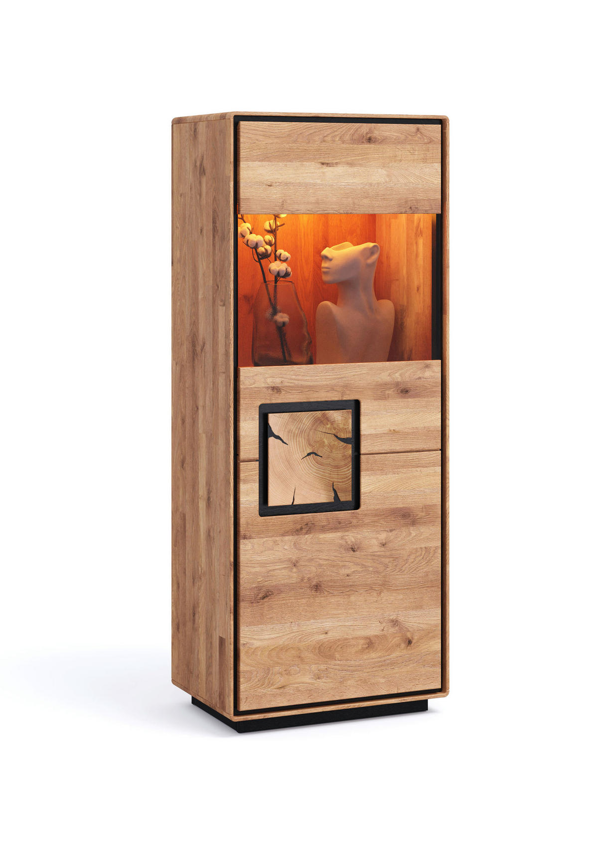 HIGHBOARD  60/152/40 cm  - Wildeiche/Schwarz, Basics, Holz (60/152/40cm) - Livetastic