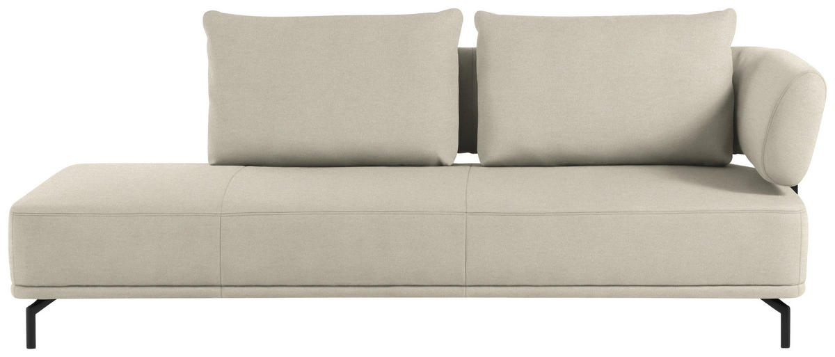 RÉCAMIERE in Flachgewebe Creme  - Creme/Schwarz, Design, Textil/Metall (227/89/101cm) - Dieter Knoll