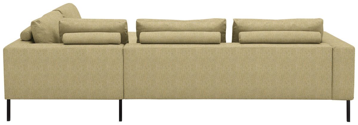 ECKSOFA  in Flachgewebe Grün, Goldfarben  308/270 cm  - Goldfarben/Schwarz, Design, Textil/Metall (308/270cm) - Pure Home Lifestyle