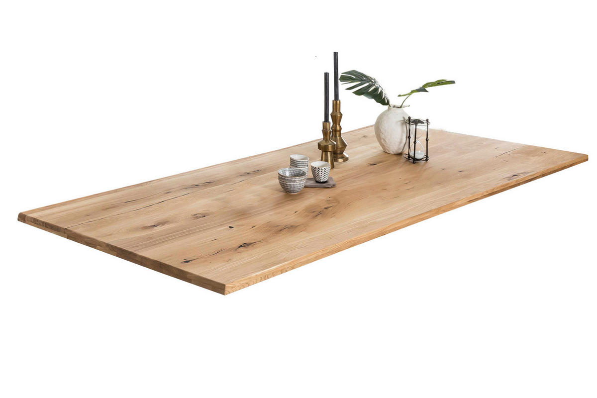ESSTISCH 240/100/75 cm Echtholz  Holz, Metall rechteckig Naturfarben, Schwarz  - Schwarz/Naturfarben, MODERN, Holz/Metall (240/100/75cm) - MID.YOU