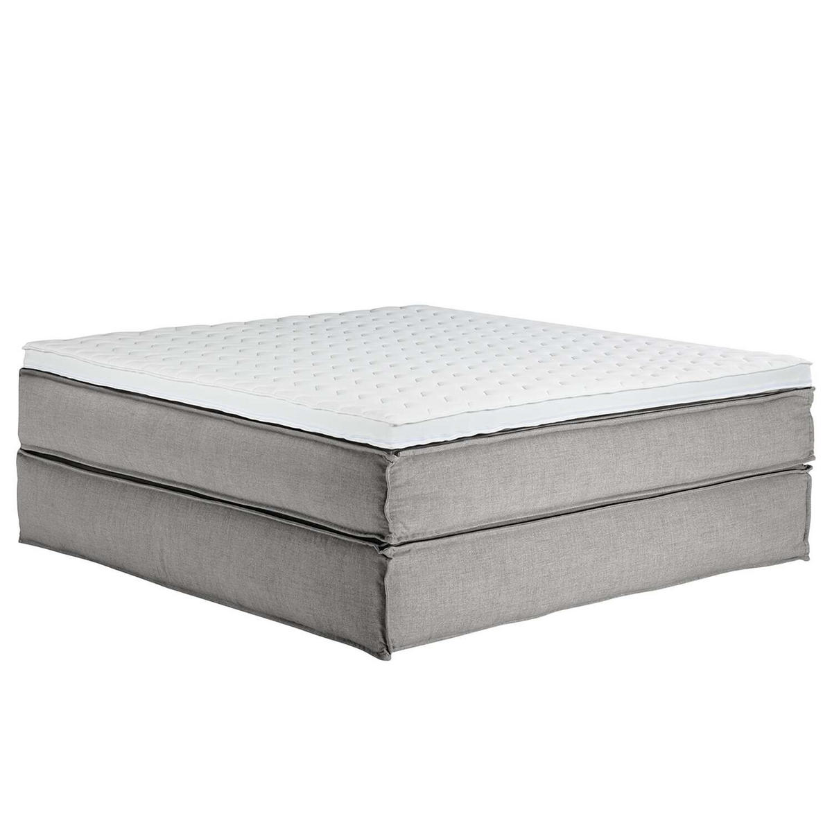 BOXSPRINGBETT 180/220 cm  in Hellgrau  - Hellgrau/Schwarz, Design, Textil (180/220cm) - home24