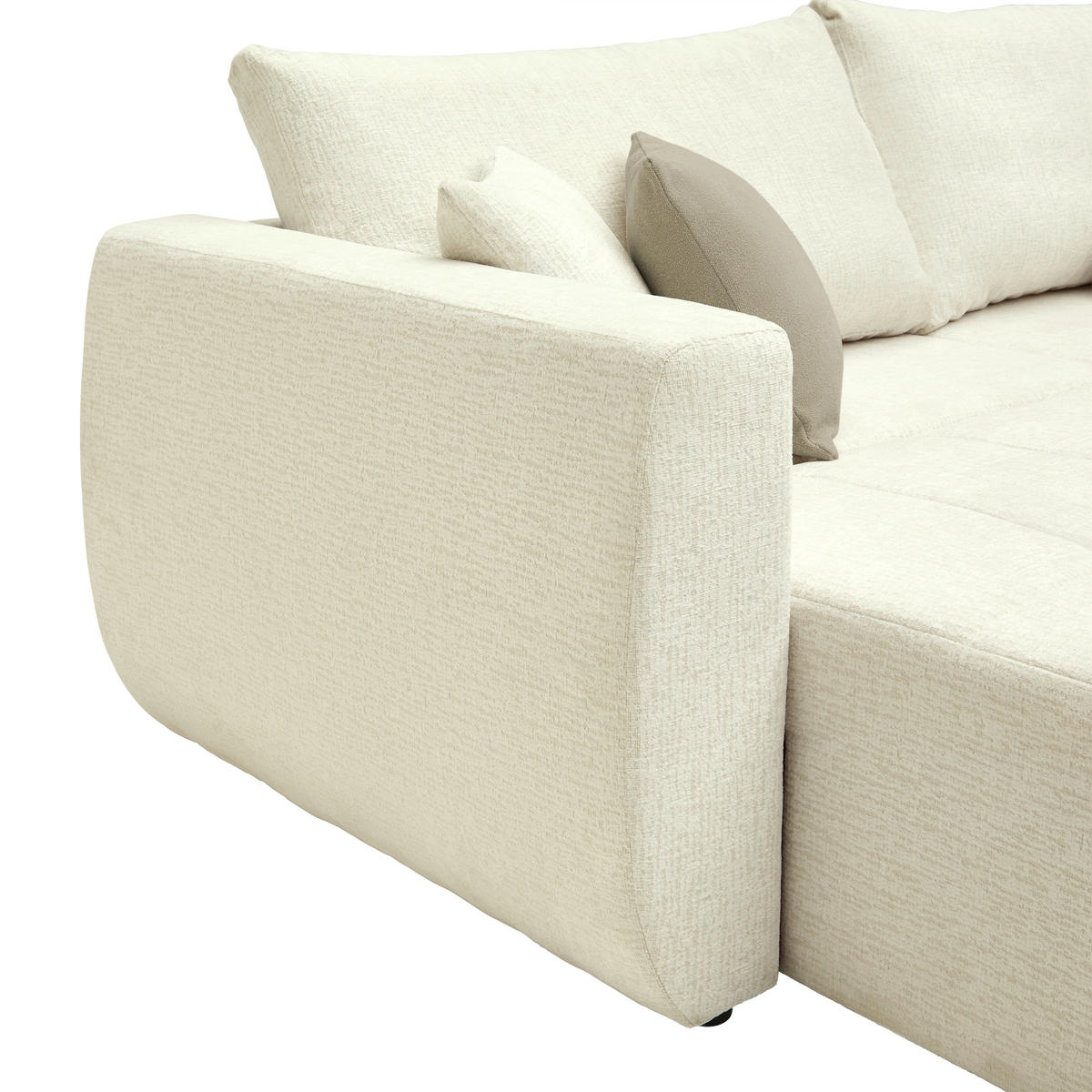 SCHLAFSOFA in Chenille, Jacquard Beige  - Beige/Schwarz, Kunststoff/Textil (245/74-90/104cm) - MID.YOU