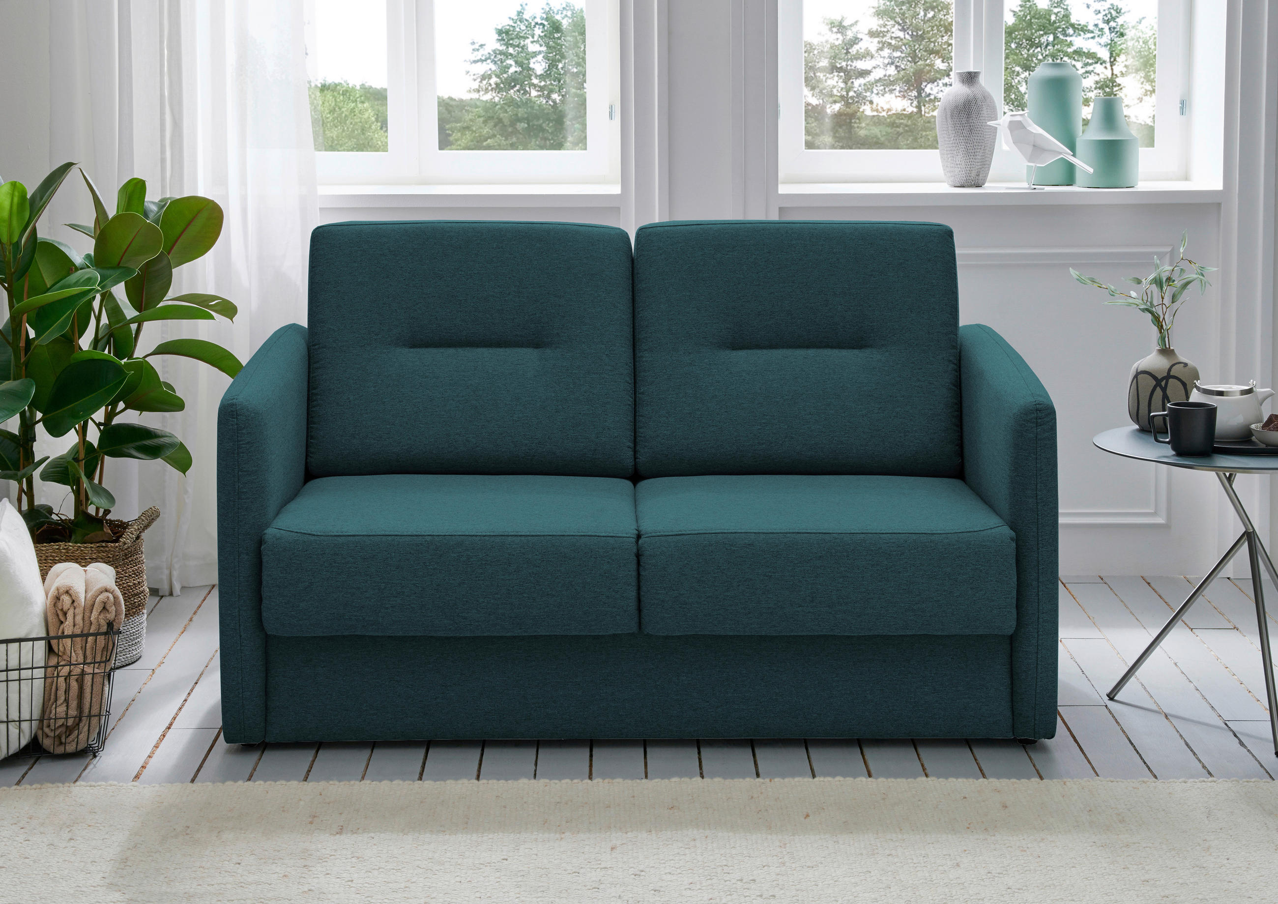 SCHLAFSOFA in Mikrofaser Blau  - Blau/Schwarz, KONVENTIONELL, Kunststoff/Textil (147/89/87cm) - Livetastic