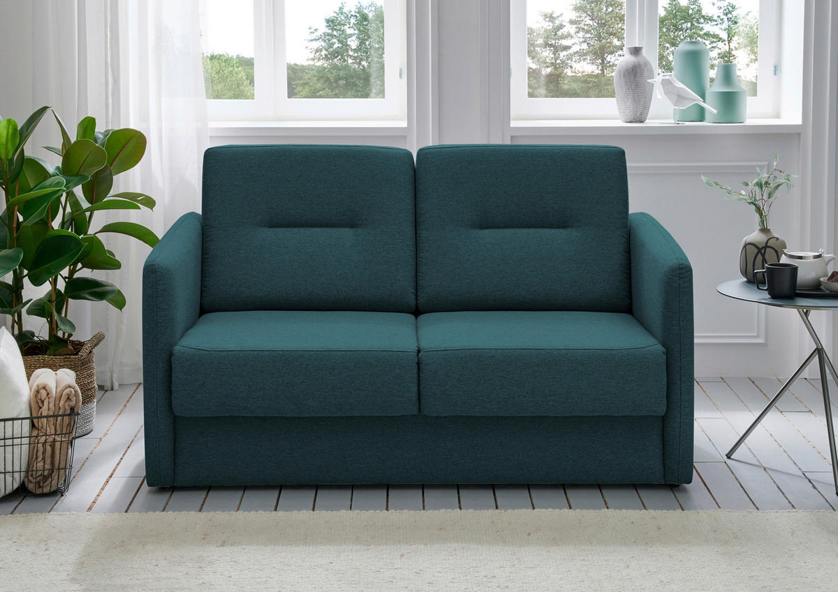 SCHLAFSOFA in Mikrofaser Blau  - Blau/Schwarz, KONVENTIONELL, Kunststoff/Textil (147/89/87cm) - Livetastic