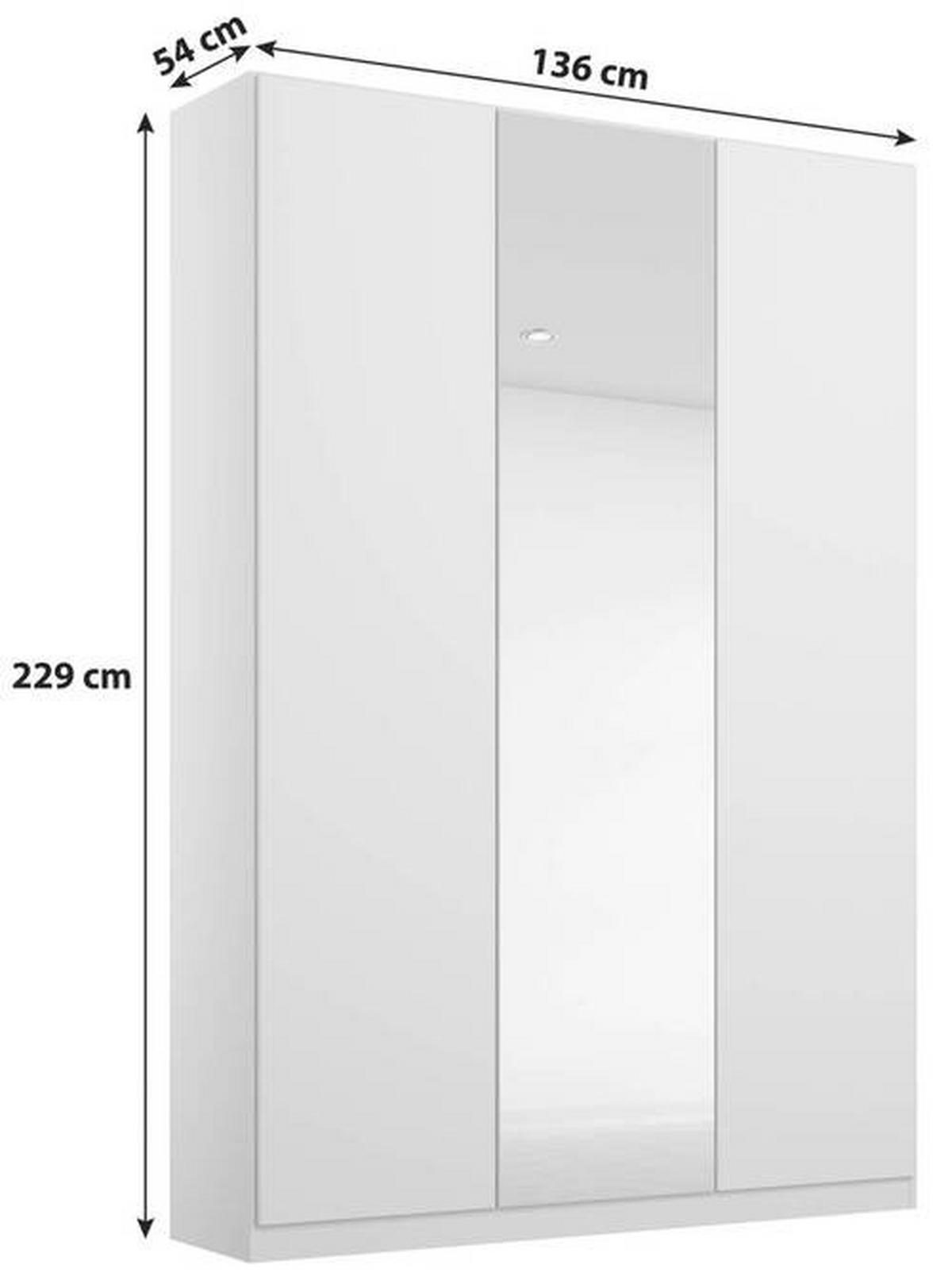 NYÍLÓAJTÓS SZEKRÉNY fehér, ezüst  - ezüst/alumínium színű, Modern, faalapú anyag/fém (136/229/54cm) - Rauch Möbel