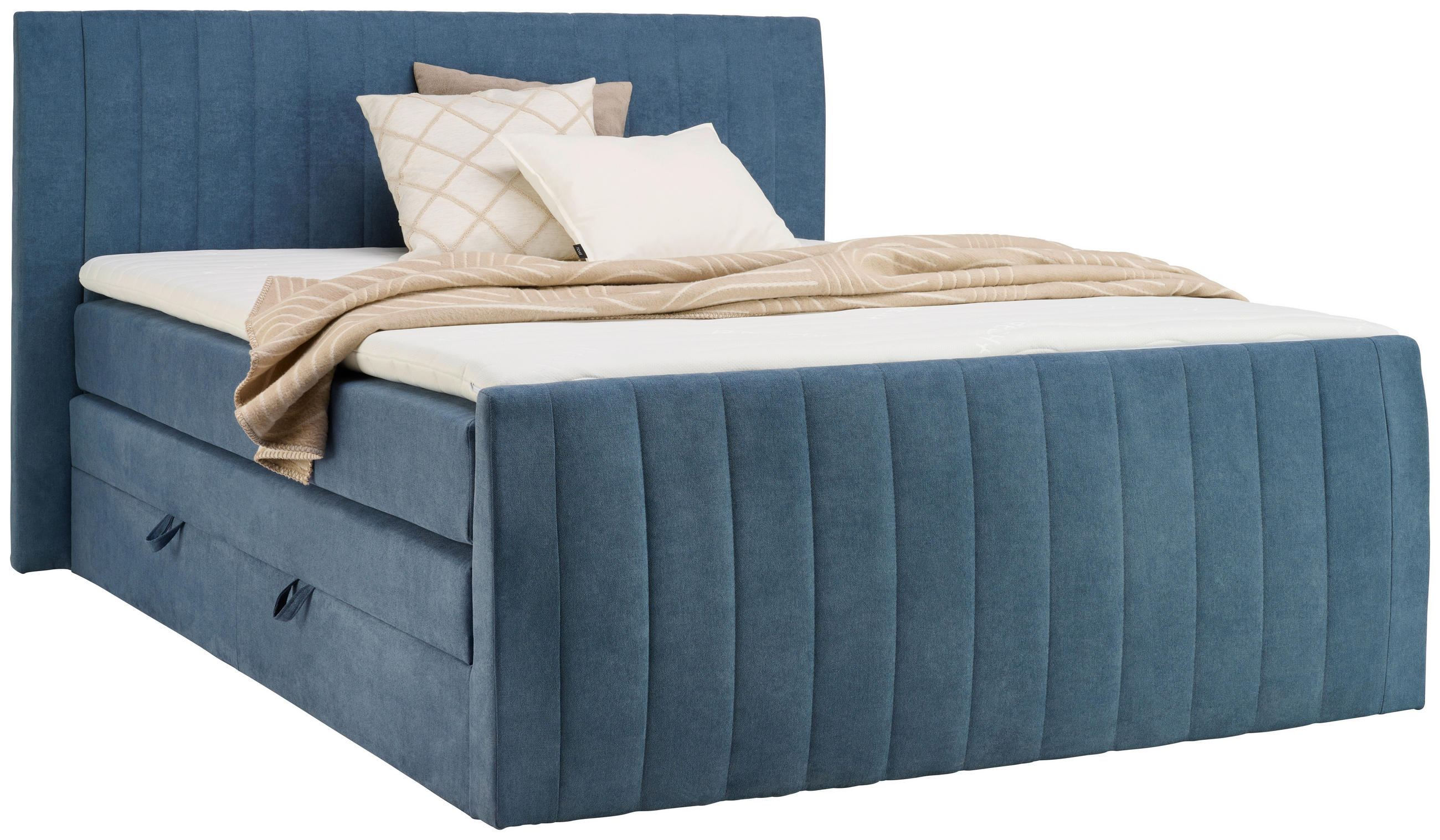 BOXSPRINGBETT 160/200 cm  in Blau  - Blau/Schwarz, Konventionell, Kunststoff/Textil (160/200cm) - Carryhome