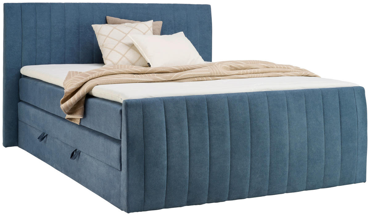 BOXSPRINGBETT 160/200 cm  in Blau  - Blau/Schwarz, Konventionell, Kunststoff/Textil (160/200cm) - Carryhome