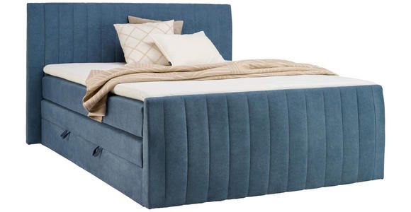 BOXSPRINGBETT 160/200 cm  in Blau  - Blau/Schwarz, KONVENTIONELL, Kunststoff/Textil (160/200cm) - Carryhome