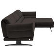 ECKSOFA Dunkelbraun Flachgewebe  - Dunkelbraun/Schwarz, Design, Textil/Metall (279-327/176-217cm) - Dieter Knoll