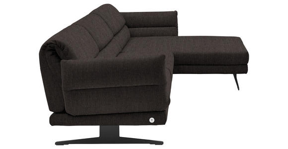 ECKSOFA Dunkelbraun Flachgewebe  - Dunkelbraun/Schwarz, Design, Textil/Metall (279-327/176-217cm) - Dieter Knoll
