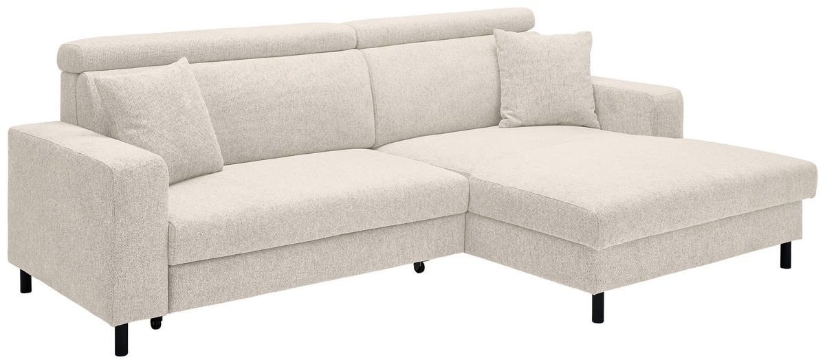 ECKSOFA Creme Flachgewebe  - Creme/Schwarz, Design, Textil/Metall (262/166cm) - Xora