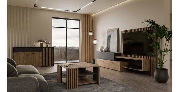 COUCHTISCH in Holzwerkstoff - Eiche Artisan/Grau, MODERN, Holzwerkstoff (80/45/80cm) - Carryhome