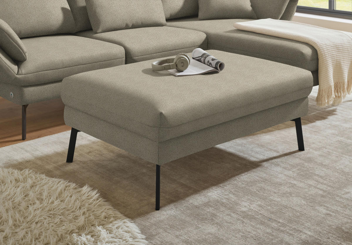 ECKSOFA  in Flachgewebe Sandfarben  255-365/175-224 cm  - Sandfarben/Schwarz, Design, Textil/Metall (255-365/175-224cm) - Dieter Knoll