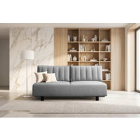 SCHLAFSOFA OLIVIO Velours Grau  inkl. Bettkasten, Schlaffunktion  - Schwarz/Grau, Basics, Holz/Textil (200/90/95cm) - Livetastic