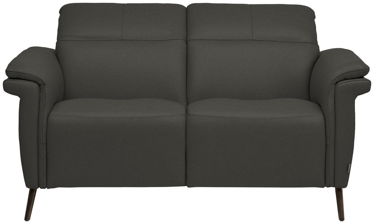 2-SITZER-SOFA  in Echtleder Anthrazit   - Anthrazit/Schwarz, Design, Leder/Metall (162/79/104cm) - Belluti