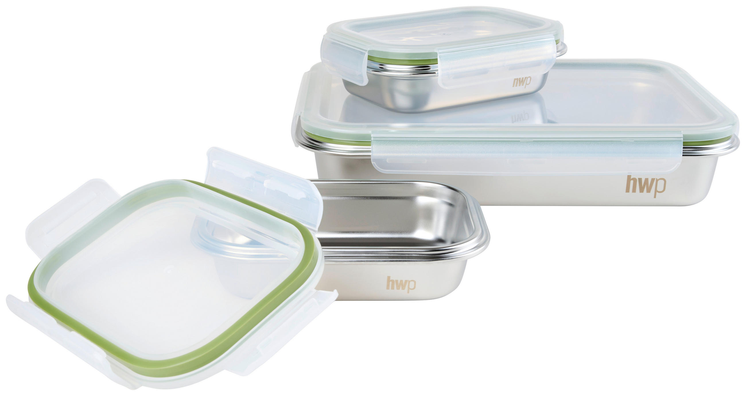 VORRATSDOSENSET 3-teilig  - Edelstahlfarben/Transparent, Basics, Kunststoff/Metall - Homeware Profession.
