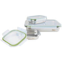 VORRATSDOSENSET 3-teilig  - Edelstahlfarben/Transparent, Basics, Kunststoff/Metall - Homeware Profession.