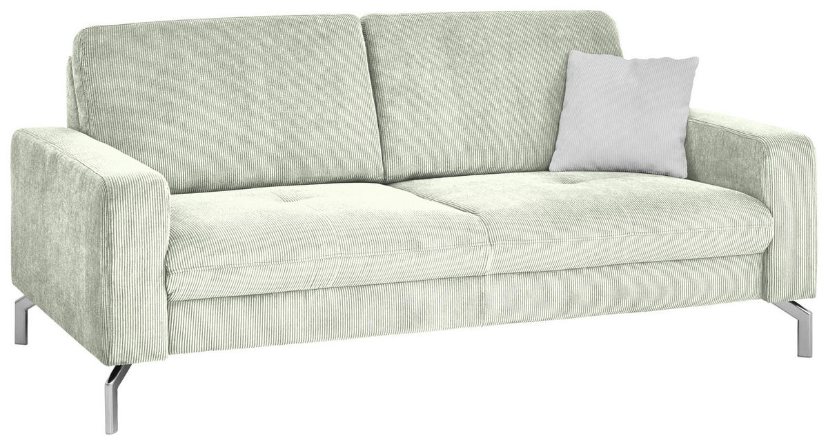 3-SITZER-SOFA Feincord Creme  - Chromfarben/Creme, Design, Textil/Metall (194/87/105cm) - Beldomo Style