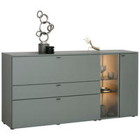 SIDEBOARD Grün, Eichefarben  180/89/43 cm  - Eichefarben/Anthrazit, Design, Glas/Holz (180/89/43cm) - Venjakob