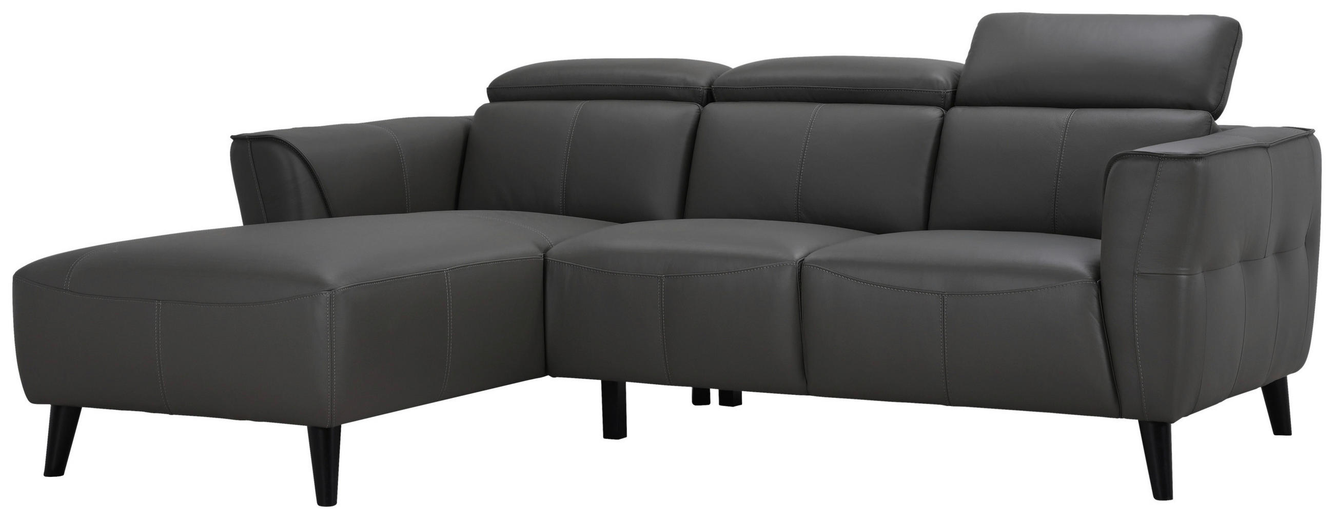 ECKSOFA Grau Echtleder  - Grau, KONVENTIONELL, Leder (223/92,5/173cm) - MID.YOU