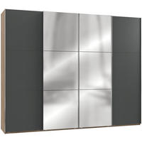 SCHWEBETÜRENSCHRANK in Graphitfarben, Eichefarben  - Chromfarben/Eichefarben, Modern, Holzwerkstoff/Metall (300/236/65cm) - MID.YOU
