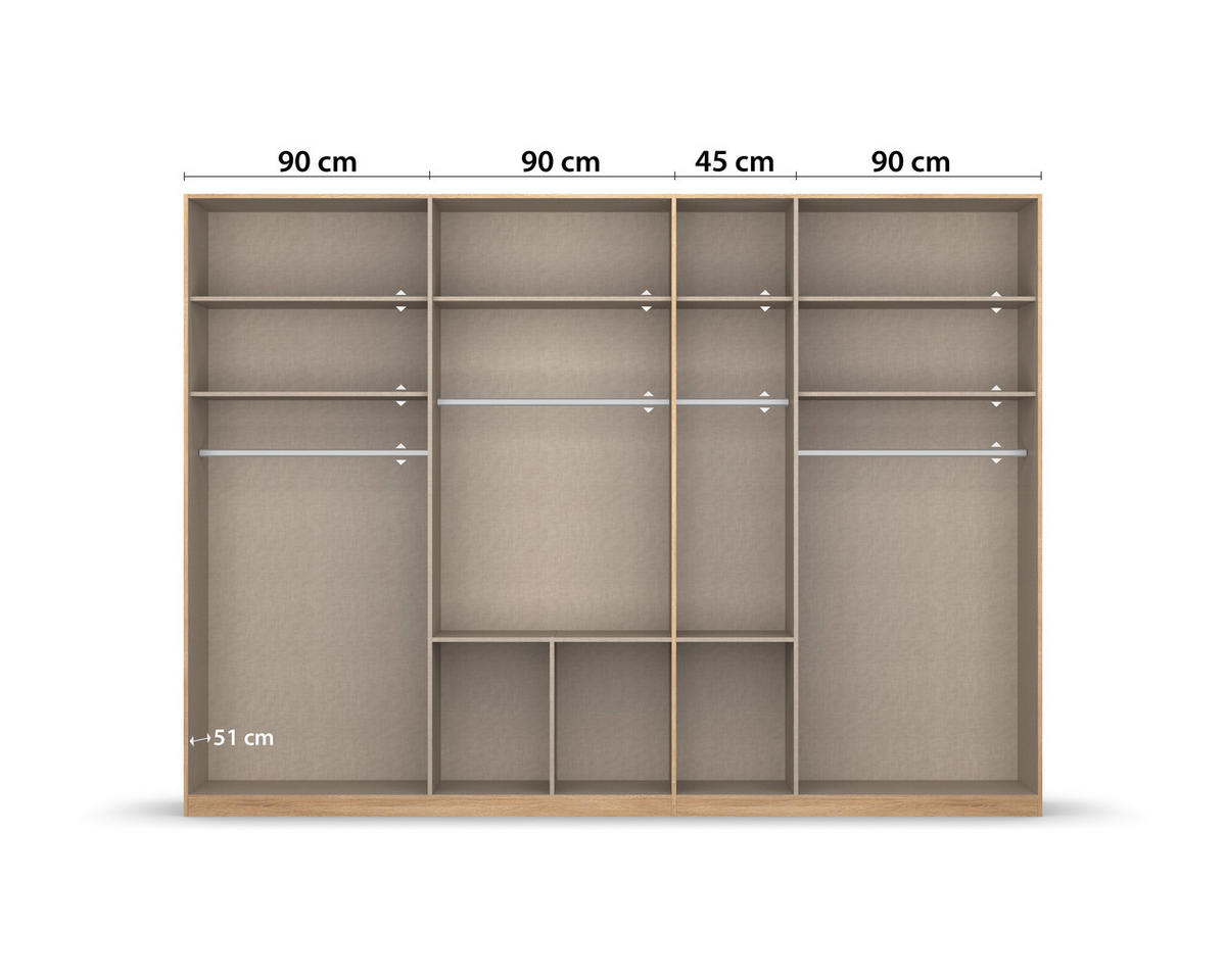 DREHTÜRENSCHRANK 7-türig Weiß  - Alufarben/Weiß, Basics, Holzwerkstoff/Kunststoff (315/229/54cm) - Xora