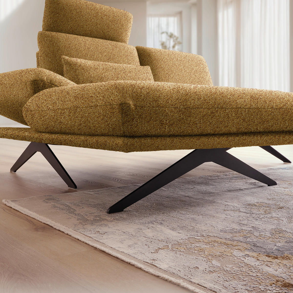 ECKSOFA  in Flachgewebe Currygelb  155/234 cm  - Currygelb/Schwarz, Design, Textil/Metall (155/234cm) - Dieter Knoll