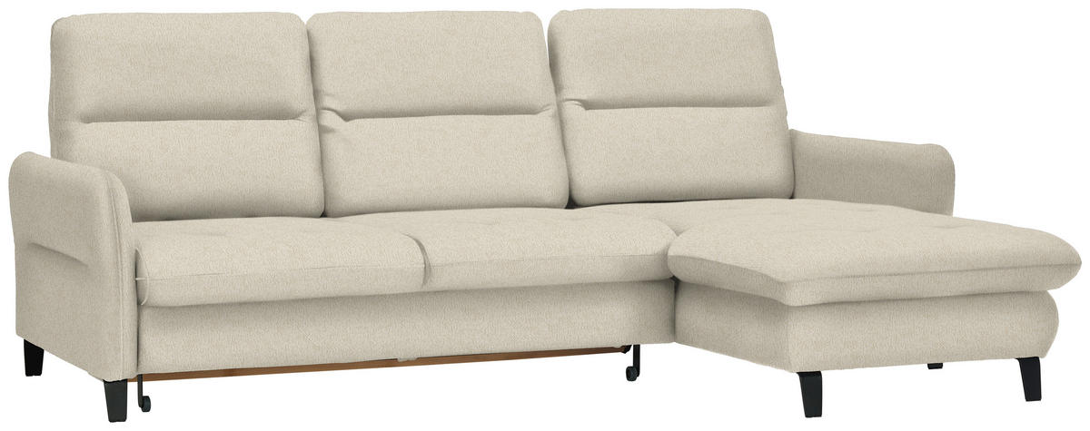 ECKSOFA Creme Chenille  - Creme/Schwarz, KONVENTIONELL, Textil/Metall (254/190cm) - Livetastic