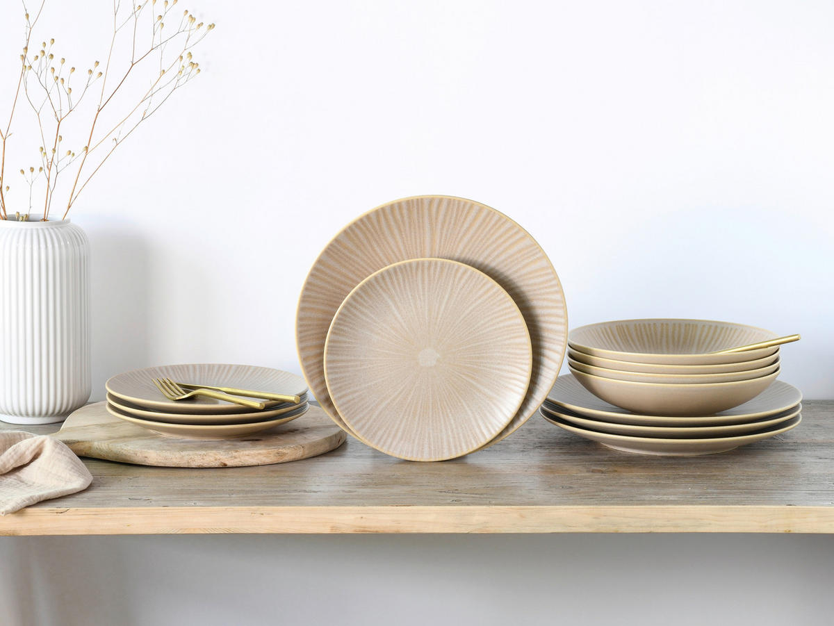 KOMBINOVANÝ SERVIS, 12-dielne, pórovina - piesková, Basics, keramika - Creatable