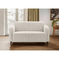 2-SITZER-SOFA in Bouclé Weiss  - Weiss/Schwarz, Modern, Textil/Metall (140/76/90cm) - Livetastic