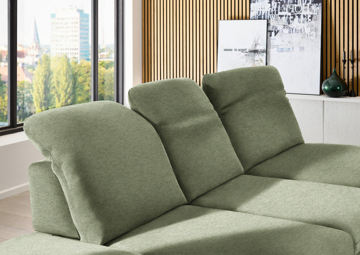 ECKSOFA  in Chenille Olivgrün  288/198 cm  - Schwarz/Olivgrün, Design, Textil/Metall (288/198cm) - Beldomo Style