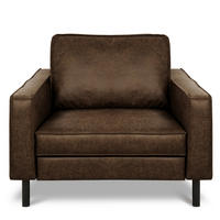 SESSEL in Lederlook Echtleder Dunkelbraun  - Dunkelbraun/Schwarz, Design, Leder/Textil (88/85/92cm) - Livetastic