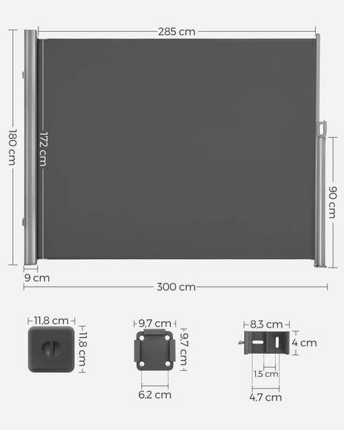 MARKÍZA  - sivá/tmavosivá, Basics, kov/textil (300/180cm) - Modante