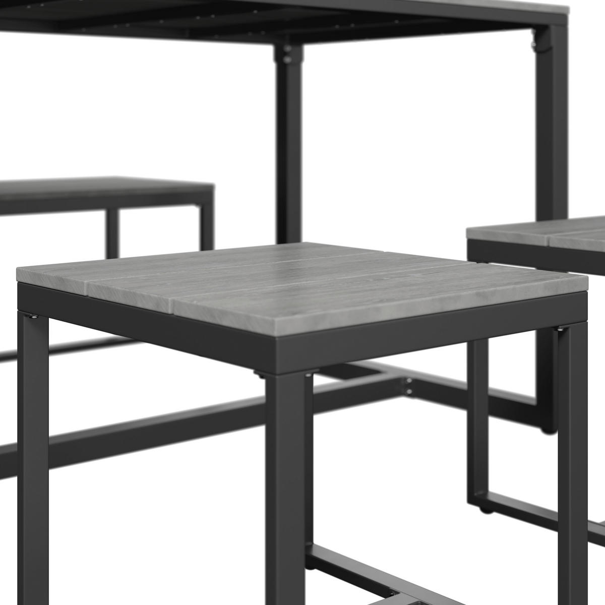 KERTI BÚTORSZETT 4 részes  - sötétszürke/szürke, Modern, műanyag/fém - Ambia Garden