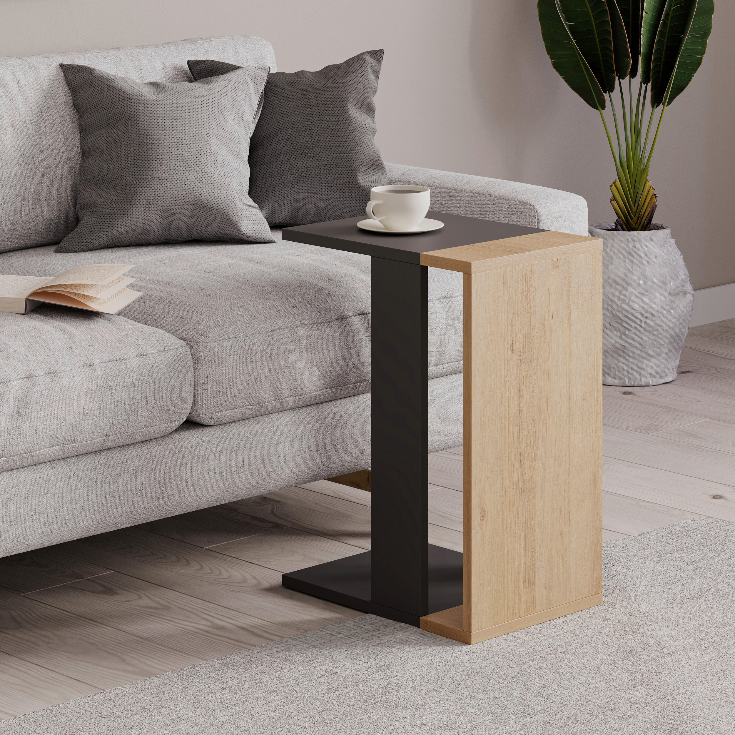 BEISTELLTISCH Anthrazit, Eichefarben rechteckig  - Eichefarben/Anthrazit, Design, Holzwerkstoff (30/57/40cm) - Livetastic