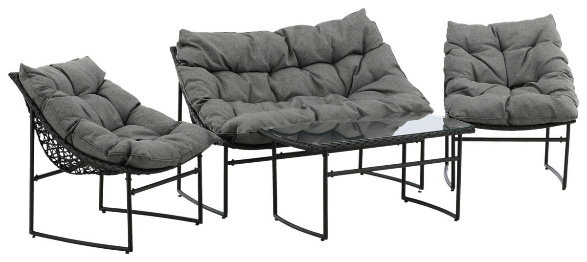 LOUNGEGRUPP  - grå/svart, Klassisk, metall/textil - Gardenson